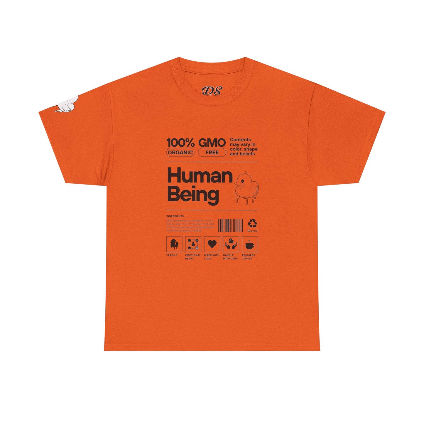 Human Being Shipping Label 100% Cotton Tee x BLK