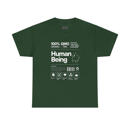 Human Being Shipping Label 100% Cotton Tee x WHT