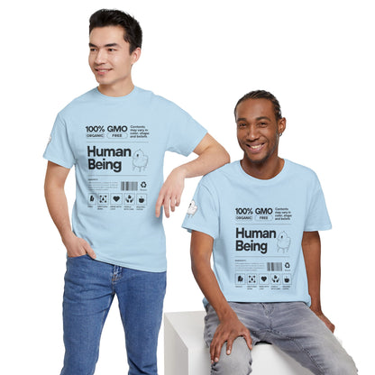 Human Being Shipping Label 100% Cotton Tee x BLK