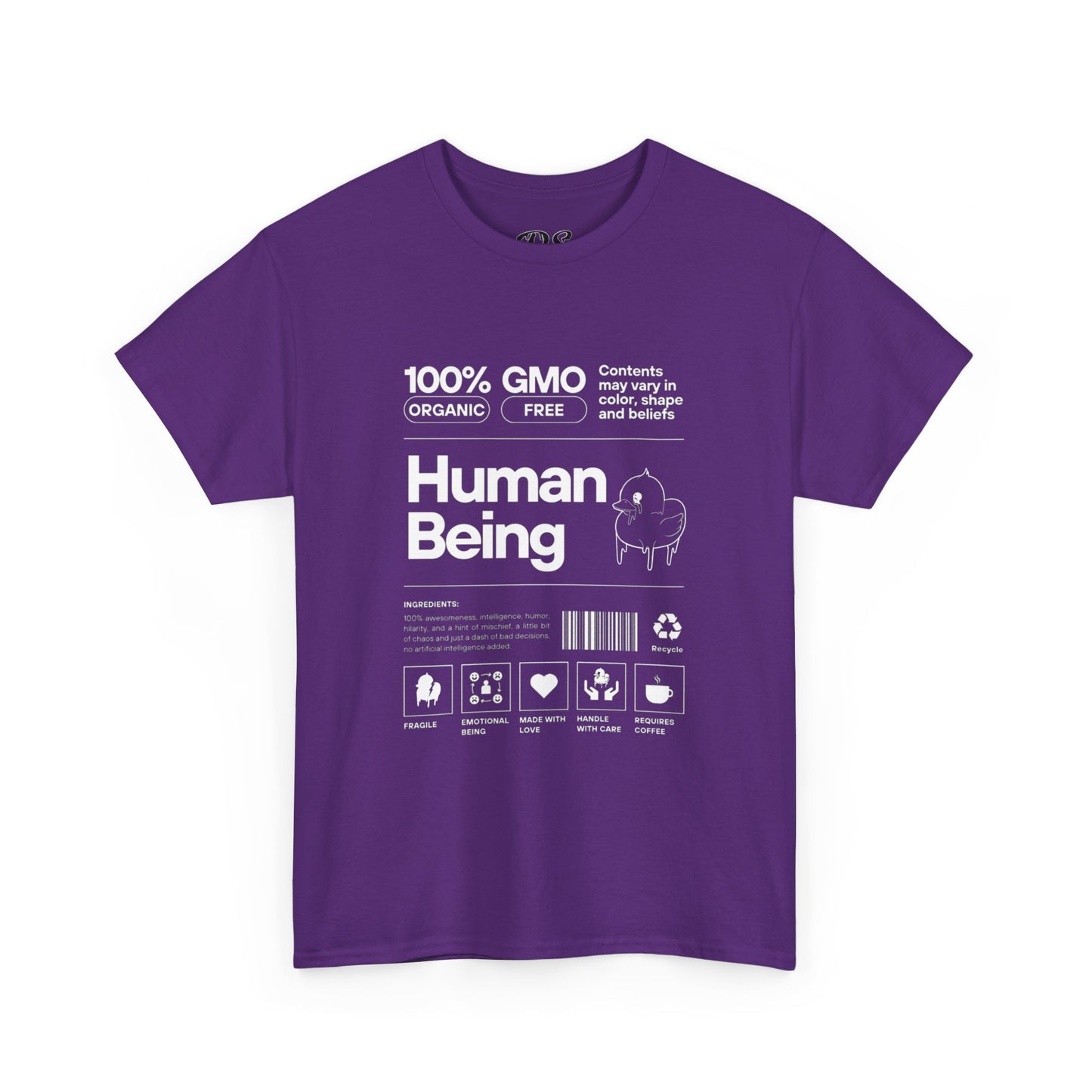 Human Being Shipping Label 100% Cotton Tee x WHT