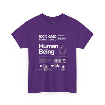 Human Being Shipping Label 100% Cotton Tee x WHT