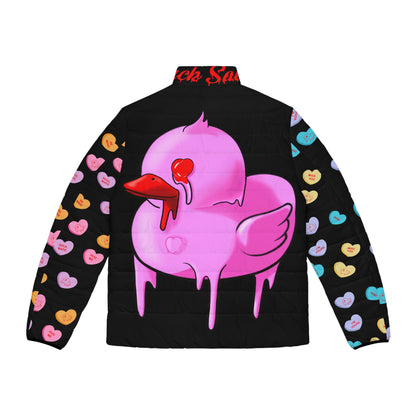 Valentine Pink Sawse Men's Puffer Jacket (AOP)
