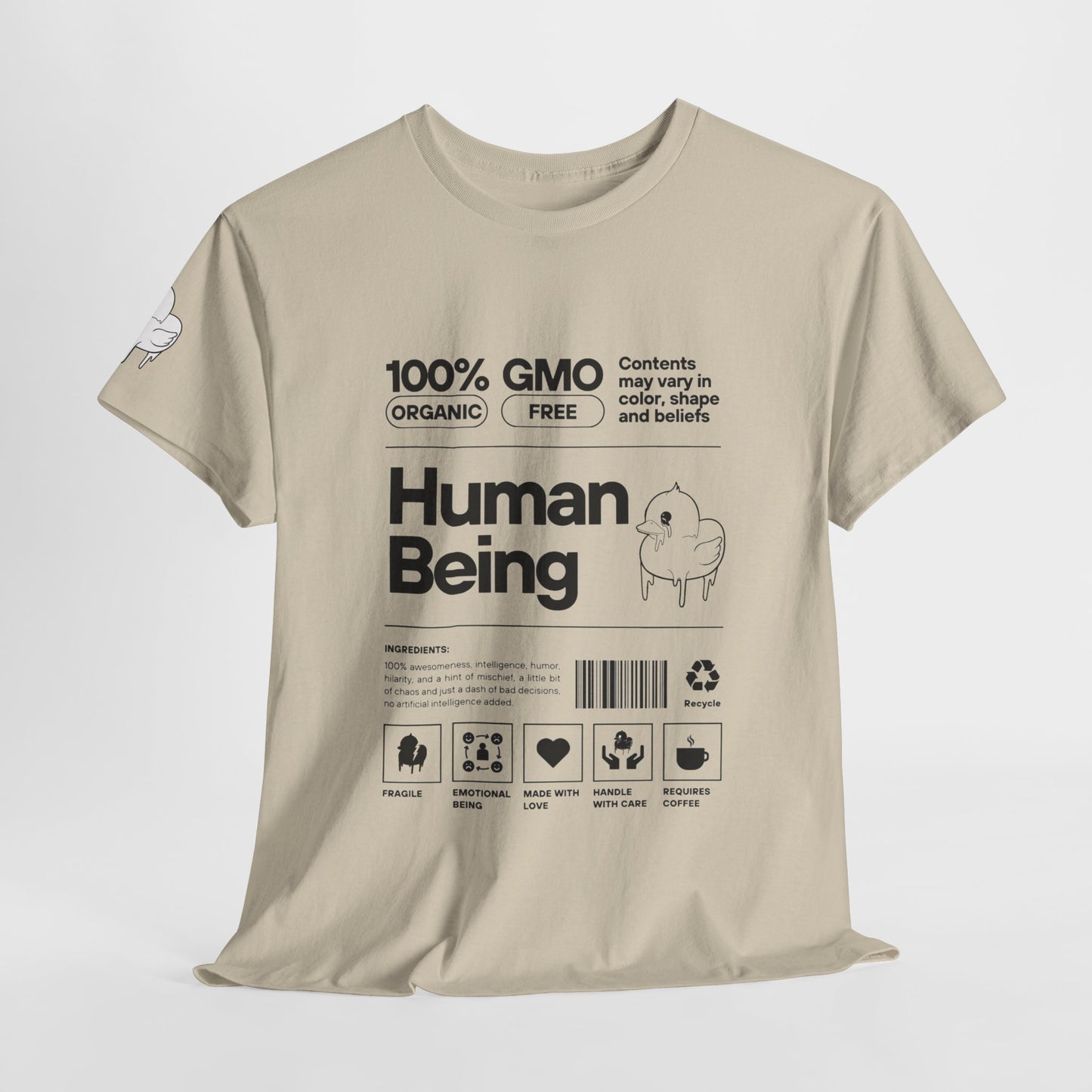 Human Being Shipping Label 100% Cotton Tee x BLK