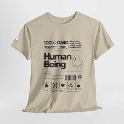Human Being Shipping Label 100% Cotton Tee x BLK